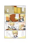  1girl 4koma blonde_hair brother_and_sister comic controller cover game_controller green_eyes kagamine_len kagamine_rin minami_(colorful_palette) siblings translated twins vocaloid 