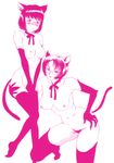  breasts cat catgirl claws ears feline female glasses hair lesbian pussy short stockings tail tie 