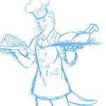  english_text food hat mongoose monochrome plain_background sketch solo tail text unknown_artist white_background 