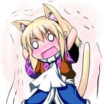  animal_ears blonde_hair cat_ears cat_tail chibi extra_ears fang hoshizuki_(seigetsu) kemonomimi_mode mizuhashi_parsee o_o open_mouth puru-see scarf smile solo tail touhou trembling 