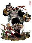  blue_eyes chubby claws han_characters kung_fu male mantis monkey panda solidasp warrior weapon 