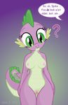  anthro anthrofied breasts crossgender dragon female friendship_is_magic my_little_pony nipples nude pussy scalie solo spike_(mlp) syoee_b syoeeb 