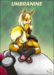  anus arcanine balls butt canine chest_tuft cute dog hybrid interspecies looking_at_viewer male nikkyvix nude pok&eacute;mon red_eyes solo tail tongue umbreon 