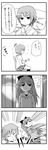  2girls 4koma cd_player comic earphones greyscale highres kamijou_kyousuke mahou_shoujo_madoka_magica miki_sayaka monochrome multiple_girls sakura_kyouko school_uniform slapping tengaron_gentleman translated yanagihara_tantoui 