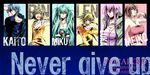  4girls bad_id bad_pixiv_id bandages bare_shoulders bracelet closed_eyes column_lineup eyepatch fingerless_gloves gloves haruma_(high_drop) hatsune_miku jewelry kagamine_len kagamine_rin kaito megurine_luka meiko multiple_boys multiple_girls necklace open_mouth twintails vocaloid 
