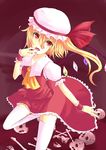  absurdres bad_id bad_pixiv_id blonde_hair flandre_scarlet hat highres kauto red_eyes short_hair side_ponytail skull solo thighhighs touhou 