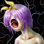  bare_shoulders faceless hairband hiiragi_tsukasa hole horror_(theme) leica lucky_star parody purple_hair ribbon solo what yellow_hairband 