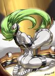  artist_request ass bdsm bodysuit bondage bound breasts c.c. cc code_geass female gag gagged green_hair long_hair otn sitting solo yellow_eyes 