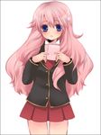  1girl baka_to_test_to_shoukanjuu female himeji_mizuki long_hair pink_hair school_uniform simple_background solo white_background 