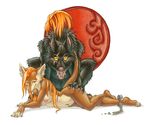  chain couple female feral judy_tangerine katie_hofgard mack male nude piercing scar semi-anthro size_difference straight werewolf 