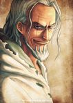  brown_eyes dated glasses kei-suwabe male_focus one_piece scar silver_hair silvers_rayleigh smile solo 