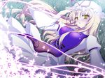  blonde_hair breasts dress grass hair_ribbon hat large_breasts leaf long_hair lying on_back ribbon solo teec touhou yakumo_yukari yellow_eyes 