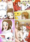  anus bdsm blush bondage bound butt canine comic digihentai digimon female fox gatomon group guilmon hikari_kamiya mammal palcomix pussy renamon rika_nonaka scalie takato_matsuki unknown_artist 