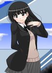  amagami ashikaga_tamane ayatsuji_tsukasa bad_id bad_pixiv_id black_eyes black_hair long_hair school_uniform solo sweater 