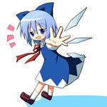  bad_id bad_pixiv_id blue_eyes blue_hair cirno highres hinata_ichi outstretched_hand ribbon short_hair solo touhou wings 