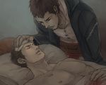  altair blood brown_hair fever hair human l3onnie male malik muscles nipples pecs wounded 