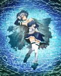  bad_id bad_pixiv_id blue blue_hair cape closed_eyes gloves highres lying magical_girl mahou_shoujo_madoka_magica miki_sayaka miyamayomema short_hair solo thighhighs water white_gloves white_legwear zettai_ryouiki 