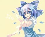  bad_id bad_pixiv_id blue_eyes blue_hair bow cirno hair_bow heath41 open_mouth short_hair solo touhou wings 