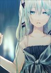  aqua_eyes aqua_hair bad_id bad_pixiv_id dress hatsune_miku long_hair rain solo soriku twintails vocaloid wet wet_hair 