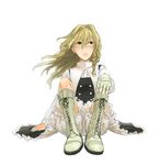  blonde_hair bloomers boots braid cross-laced_footwear gloves kirisame_marisa lace-up_boots mikado-robo sitting solo touhou underwear yellow_eyes 