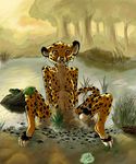  arimea cheetah cooling_off feline female nude patch pool solo splash water 