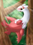  2007 amber_eyes forest latias lens_flare pok&eacute;mon red solo tom_smith tree 
