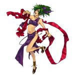 anklet bow bracelet dancer dancing fire_emblem fire_emblem:_seisen_no_keifu full_body green_eyes green_hair hair_bow jewelry kaito_(sawayakasawaday) leen_(fire_emblem) midriff navel necklace open_mouth ponytail sandals solo transparent_background 