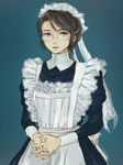  brown_hair emma_(victorian_romance_emma) glasses hair_up hands_clasped lowres maid maid_headdress own_hands_together solo trico_(mentalsketch1985) upper_body victorian victorian_maid victorian_romance_emma 
