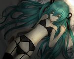  aqua_eyes aqua_hair bra garter_belt hatsune_miku long_hair panties saimon thighhighs underwear vocaloid 