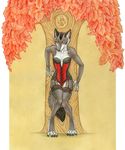  canine complementary_pair corset female garters katie_hofgard laced_portfolio lingerie personality_series red shadow_wolf solo tree wolf 