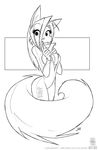  black_and_white breasts bushy_tail cleavage clothed clothing conditional_dnp female fluffy_tail jade_(sequential_art) jollyjack mammal monochrome plain_background rodent sequential_art solo squirrel white_background 