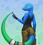  anole blue_anole breasts cute drugs eliza eliza_(vader-san) female furgonomics gloves lizard reptile scalie solo standing tail_button_bottoms tail_clothing vader-san 