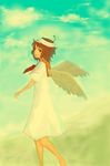  angel angel_wings bad_id bad_pixiv_id dress haibane_renmei halo kurokumanopeko rakka sailor_collar solo white_dress wings 