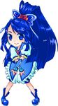  bad_id bad_pixiv_id blue_eyes blue_hair brooch bug butterfly chibi cure_aqua dress earrings flower frills gloves hair_ornament hairpin hakomura insect jewelry long_hair magical_girl minazuki_karen ponytail precure red_flower red_rose rose shoes sidelocks smile solo yes!_precure_5 
