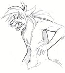  angry badass canine glare hair luniara male nude red_wolf roar sketch solo standing wolf wolf_nanaki 