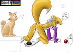  all_fours animal anthro_bestiality breasts canine crossover cum digimon doggy_position female feral fox from_behind gloves interspecies looking_over_shoulder milk persian pok&eacute;ball pok&eacute;mon presenting pussy raised_tail renamon tail unknown_artist yellow 