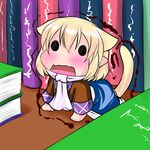  animal_ears blonde_hair book cat_ears cat_tail chibi extra_ears hoshizuki_(seigetsu) kemonomimi_mode mizuhashi_parsee open_mouth puru-see scarf solo tail touhou trembling 