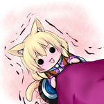  animal_ears blonde_hair cat_ears cat_tail chibi extra_ears hoshizuki_(seigetsu) kemonomimi_mode mizuhashi_parsee open_mouth puru-see scarf smile solo tail touhou trembling 