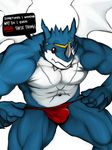  bulge digimon dragon exveemon face_markings horns male markings muscles red_eyes reptile scalie skimpy solo standing taoren the_truth thong wings xbuimonsama 