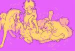  ambiguous_gender canid canine cheek_tuft digital_media_(artwork) eyes_closed feral french_kissing fur group group_sex kissing lying mammal matuska on_back open_mouth oral sex simple_background sketch tongue tongue_out tuft 