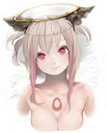  bad_id bad_pixiv_id breasts cleavage halo kyubey mahou_shoujo_madoka_magica medium_breasts ocaca_(chocolate-hopper) personification red_eyes solo upper_body white_hair 