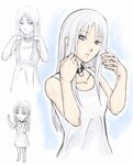  artist_request barefoot chibi choker cing dress grey_eyes hotel_dusk long_hair mila_evans smile white_hair 