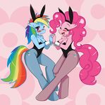  anthro anthrofied blush breasts duo embarrassed equine female friendship_is_magic fur hair horse lagomorph lesbian looking_at_viewer mammal my_little_pony pink_fur pinkie_pie_(mlp) playboy pony purple_eyes rabbit rabbit_ears rainbow_dash_(mlp) sssonic2 