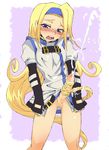  bad_id bad_pixiv_id banned_artist blonde_hair blue_eyes blue_headband blush censored elbow_gloves fingerless_gloves futanari gloves guilty_gear hairband hairjob headband long_hair millia_rage misfit_funny no_testicles penis pointless_censoring prehensile_hair pussy solo_focus 