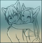  ajna anthro bikini clothed clothing couple cute duo feline female hug male mammal monochrome skimpy swimsuit 