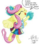  cheering cheerleader english_text equine female fluttershy_(mlp) friendship_is_magic hair horse mammal my_little_pony pegasus pink_hair plain_background pom_poms pompoms pony solo text transparent_background unknown_artist wings 
