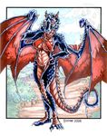  bikini dragon female pinup pose scalie skimpy solo standing stephanie_stone wings 