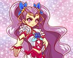  blue_flower blue_rose blush earrings flower gloves hair_ornament hair_ribbon hairpin hand_on_hip jewelry long_hair magical_girl milk_(yes!_precure_5) milky_rose mimino_kurumi navel omochi100ko outstretched_arm outstretched_hand pink_eyes precure purple_hair ribbon rose skirt smile solo tiara yes!_precure_5 yes!_precure_5_gogo! 