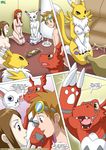  canine comic digihentai digimon female fox gatomon group guilmon hikari_kamiya mammal palcomix renamon rika_nonaka scalie spin_the_bottle takato_matsuki unknown_artist 