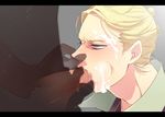  blonde_hair blue_eyes cum fellatio forced hanaichi_(hana13) jojo_no_kimyou_na_bouken male male_focus nose_pinch oral penis pixiv_thumbnail prosciutto short_hair solo_focus sweat yaoi 